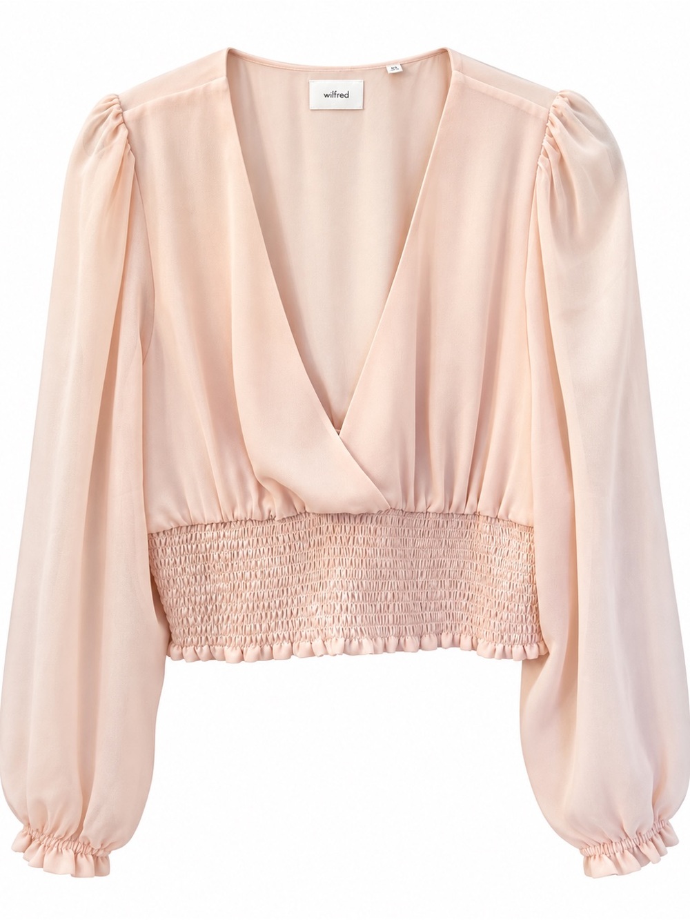 Wilfred Blush V-Neck Smocked-Waist Blouse